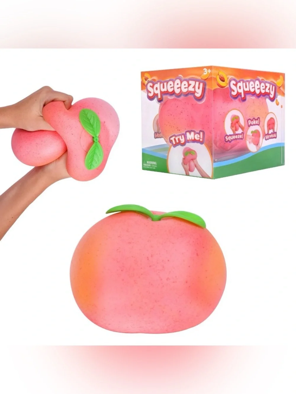 🍑AUTHENTIC Sunny Days Squeeezy Peach Jumbo Squishy Sensory Fidget Toy VIRAL HTF